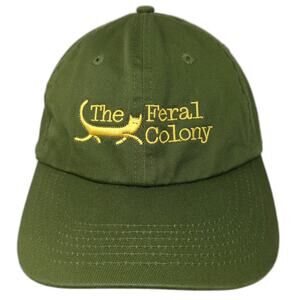 Smalls The Feral Colony Cat Baseball Cap Green One Size Hat Slideback Cotton